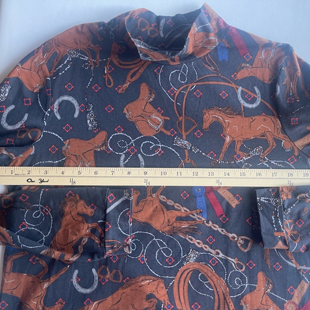 Anthropologie Black and Brown Equestrian Print Top - Picture 7 of 11